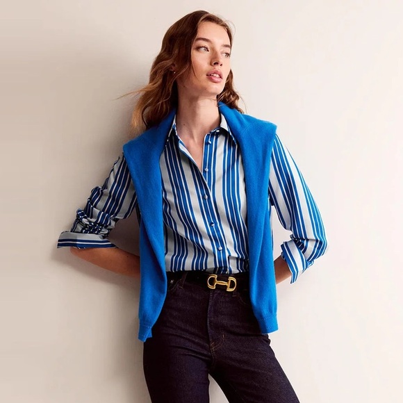 Boden - Easy Straight Fit Shirt - Blue Stripe - Picture 1 of 11